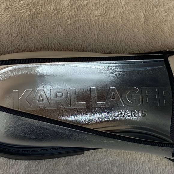NEW IN BOX Karl Lagerfeld Paris Rylin Loafers in Silver (7M) - Picture 6 of 9